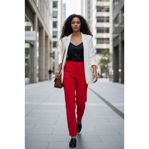 Wmns RETRO Luxury High Quality Silken-Lined Red Trouser Pants Size 10 Vintage